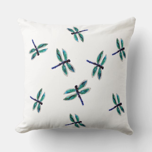 Coussin Bugs Art Dancing Turquoise Dragonfly (Recto)