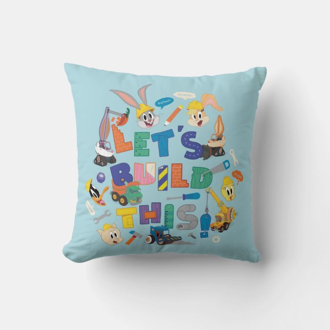 Coussin BUGS BUNNY BUILDERS™| Collage "Construisons cela" (Recto)