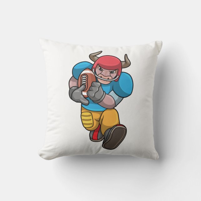 Coussin Bull à Sports avec Football & Casque (Recto)