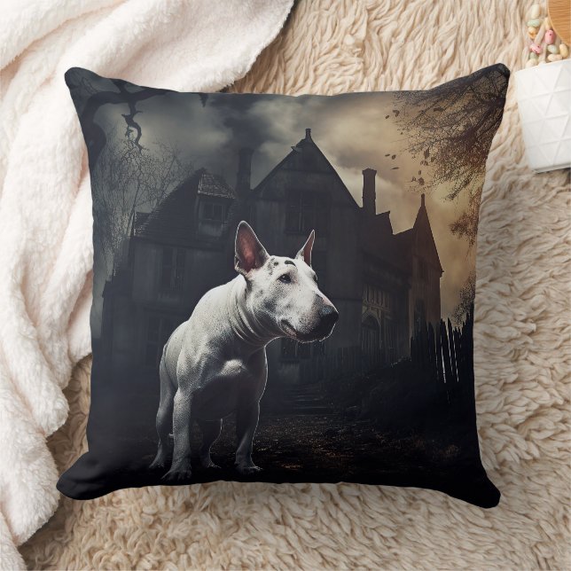 Coussin Bull Terrier Halloween effroi (Couverture)