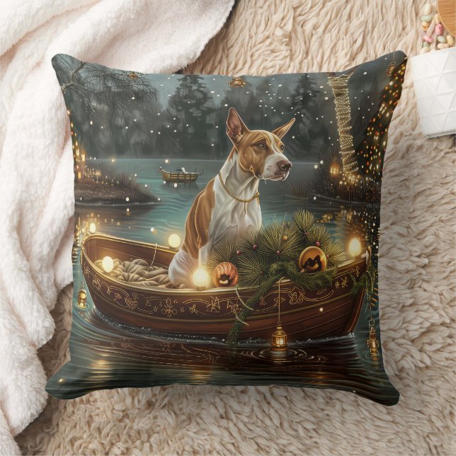 Coussin Bull Terrier Noël Festive Voyage (Couverture)