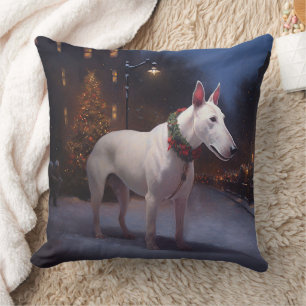 Coussin Bull Terrier Saison de Noël festive