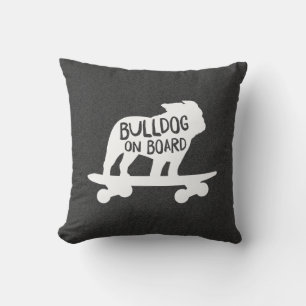 Coussin Bulldog à bord   Chien de Skateboard Silhouette