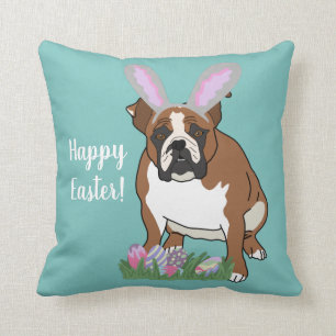 Coussin Bulldog anglais personnalisé à Pâques