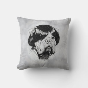 Coussin Bulldog avec une perruque (Style 5) Beaux-Arts