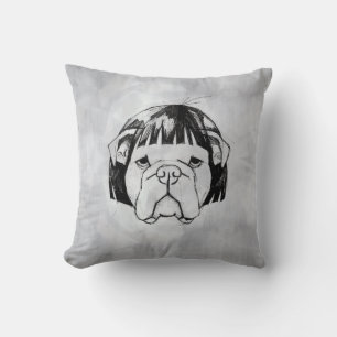 Coussin Bulldog avec une perruque (style 8) Beaux-arts