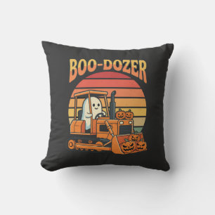 Coussin Bulldozer fantôme de Halloween Boo-Dozer Citrouill