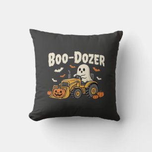 Coussin Bulldozer fantôme de Halloween Boo-Dozer Design_1