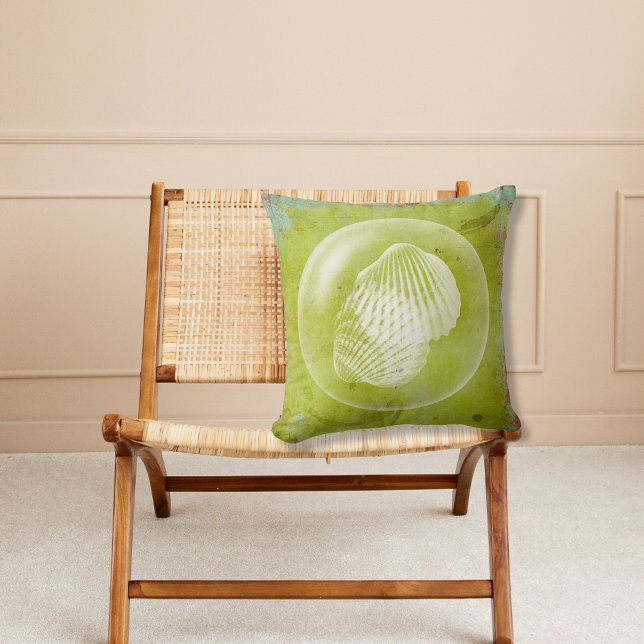 Coussin Bulle De Coquillages Lime Green Grunge Lance Oreil (Créateur téléchargé)