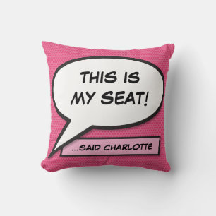 Coussin Bulle de dialogue personnalisée drôle rose moderne