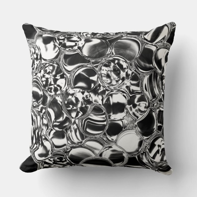 Coussin Bulles d'argent avec ton en verre ou en métal (Recto)