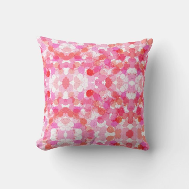 Coussin Bulles rose et blanc motif (Recto)