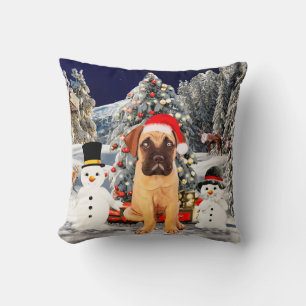 Coussin Bullmastiff Chien dans la neige Lumières Casquette