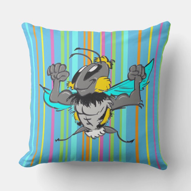 Coussin Bumble Bee Cartoon Stripes Motif Jeu d'oreiller (Recto)