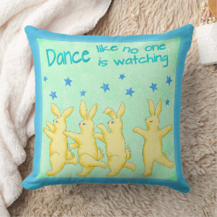 Coussin Bunnies Danse comme personne ne regarde vert jaune