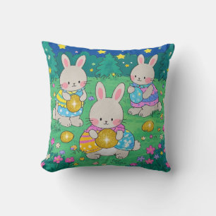 Coussin Bunnies de Pâques avec Oeufs de Pâques