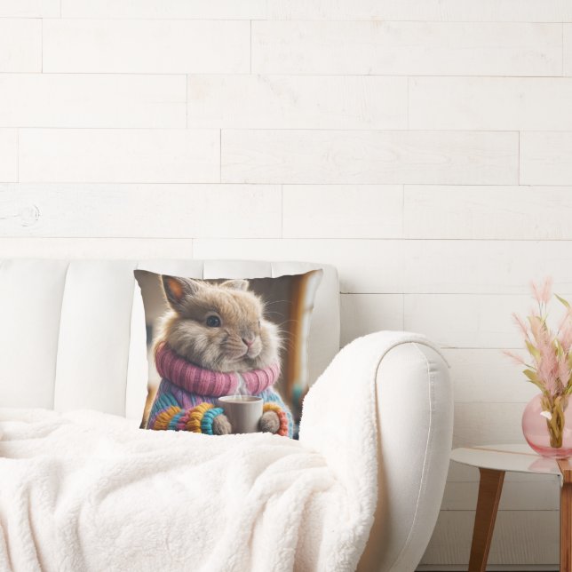Coussin Bunny tenant une Hot Cup de café (Canapé)