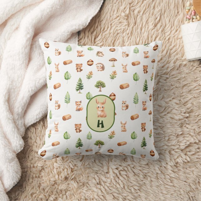 Coussin Bunny Woodland Aquarelle Animaux Motif Baby (Couverture)