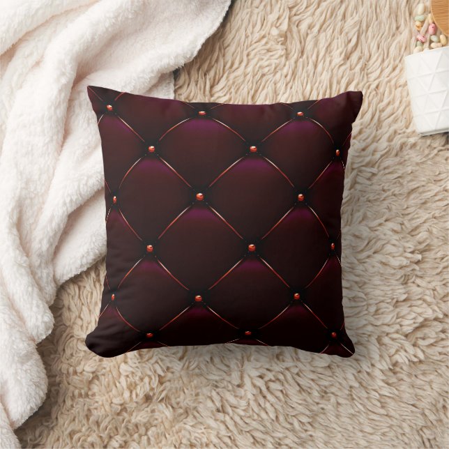 Coussin Burgundy en cuir touffu look Imprimer Thème Coussi (Couverture)