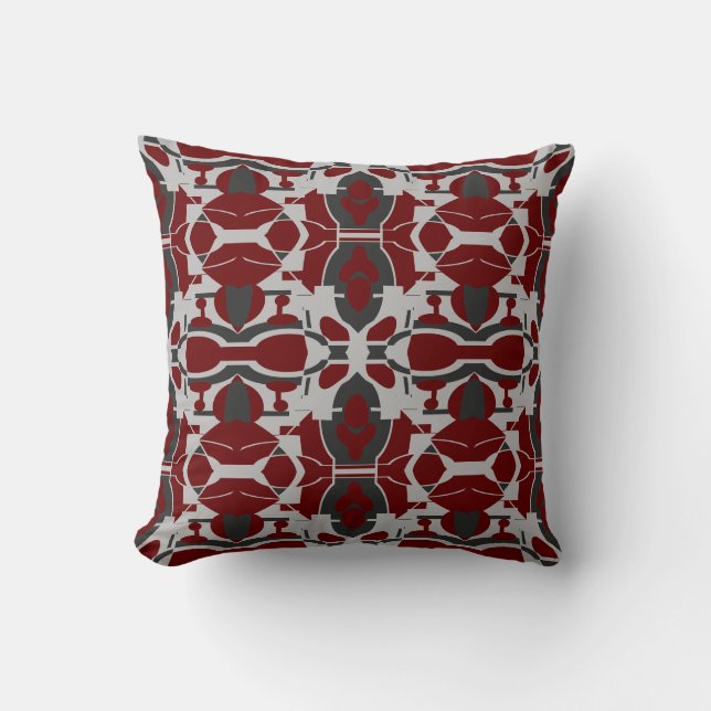 Coussin Burgundy Grey Black Regal Ornate Grandes Mosaïques (Recto)