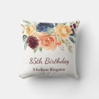 Burgundy Navy Peach Floral 85th Birthday Party
