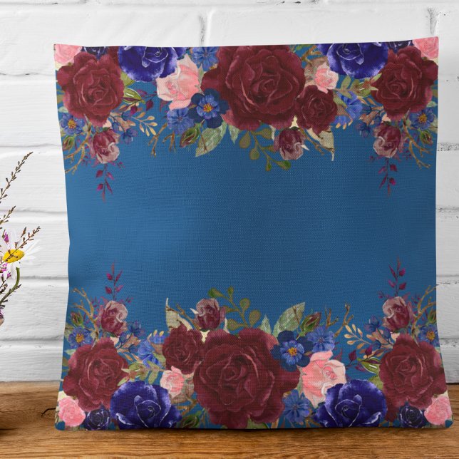Coussin Burgundy Rouge Classique Bleu Rose de la Marine (Créateur téléchargé)