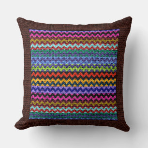 Coussin Burlap Couleur Chevron Brown moderne frontière #21