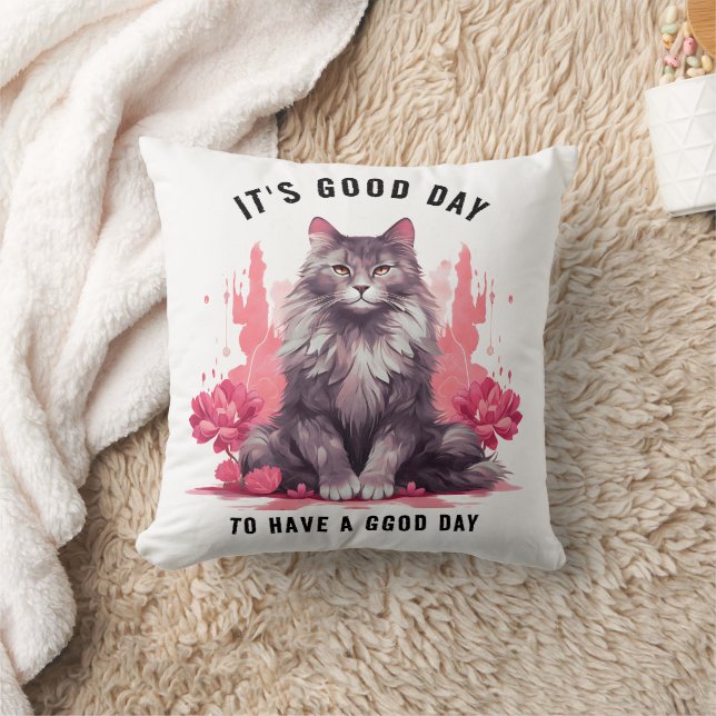 Coussin C’est un bon jour — Célébration de la fête du chat (Couverture)