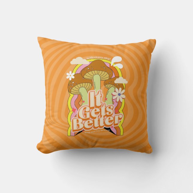 Coussin Ça devient mieux | Personnalisation de Good Vibes  (Recto)