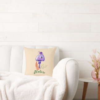 Coussin cabane dans les bois, ambiance cosy et champignons