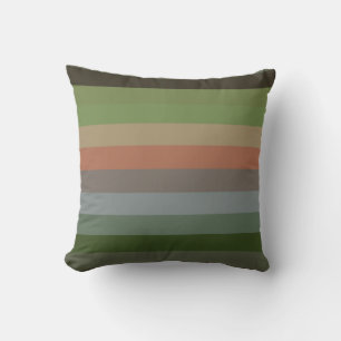 Coussin Cabane de forêt cosy motif rayure bois terre