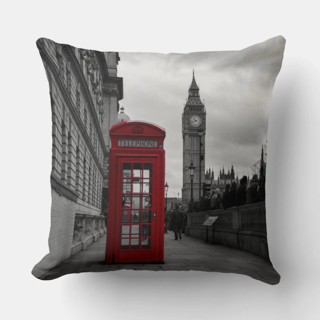Coussin Cabine téléphonique rouge dans le carreau de (Recto)