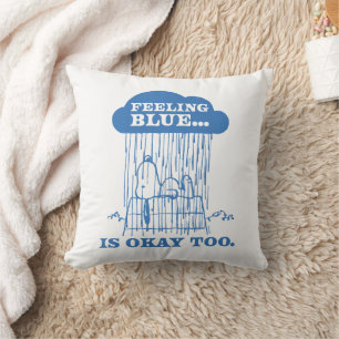 Coussin cacahuètes   Snoopy Sentiment Bleu Est OK Aussi