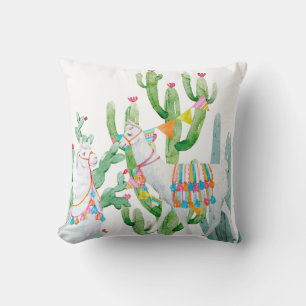 Coussin Cactus Boho Llama Bohémien de 16 po x 16 po