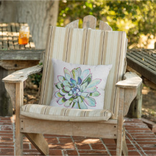 Coussin Cactus bordé d'une peinture à l'huile de Quinacrid
