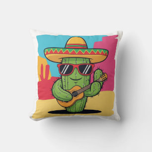 Coussin Cactus Fiesta Dessin Animé – Joie du Désert Mexica