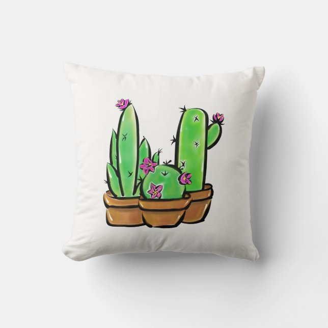 Coussin Cactus mignons cactées succulentes  (Recto)