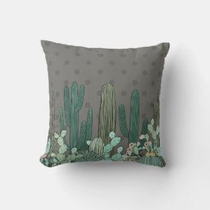 Coussin Cactus Poka Gris Simple