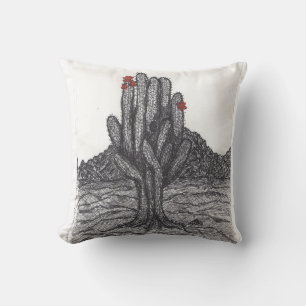 Coussin Cactus Saguaro noir et blanc