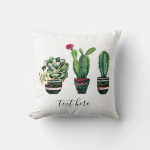Coussin cactus, succulent, aquarelle, fiesta, mexicaine,