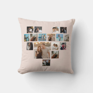 Coussin Cadeau Couples Saint Valentin Coeur Photo Collage