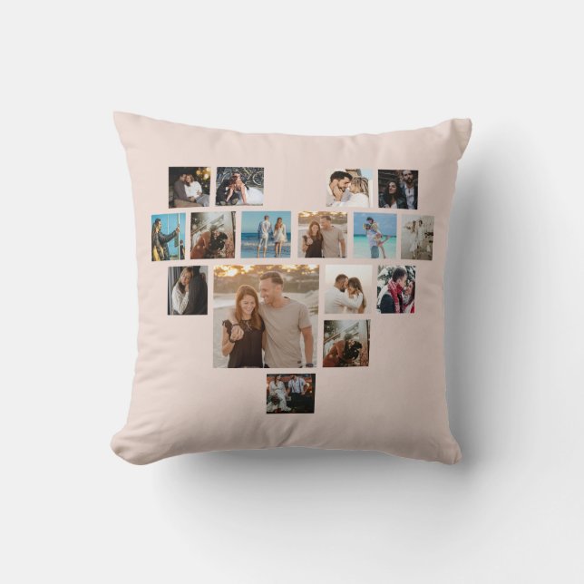 Coussin Cadeau Couples Saint Valentin Coeur Photo Collage (Recto)