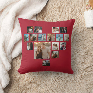 Coussin Cadeau Couples Saint Valentin Coeur Photo Collage