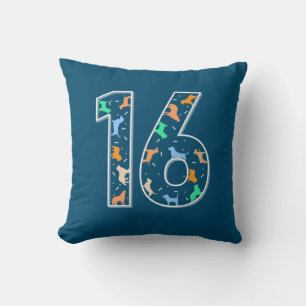 Coussin Cadeau d'anniversaire 16e anniversaire avec chie