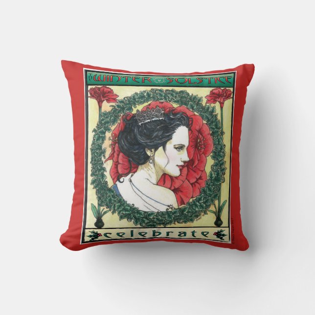 Coussin Cadeau de carreau de Noël de solstice d'hiver (Recto)