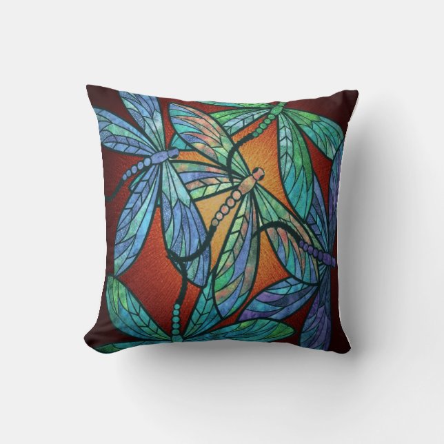 Coussin Cadeau de couverture de libellules| Don de peintur (Recto)