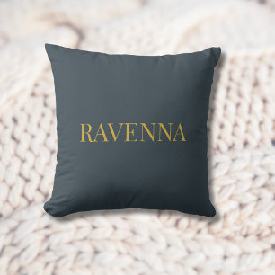 Coussin Cadeau de Luxe Personnalisé Nom Charbon Or