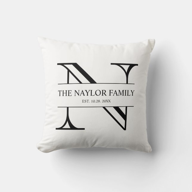 Coussin Cadeau de mariage personnalisé par monogramme de (Recto)