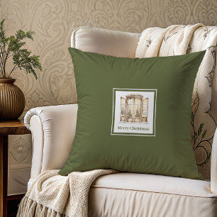 Coussin Cadeau de Noël au nom de la famille aux tons neutr