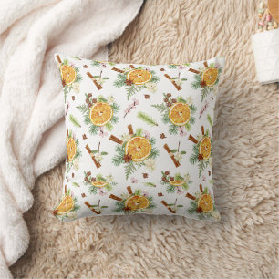 Coussin Cadeau de Noël Joyeux Orange Vert
